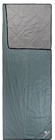Grüezi bag WellhealthBlanket Wool Deluxe, Körpergröße 160-200cm, 1600g, 2in1 Decke & Schlafsack für Camping & Wohnwagen, Smoky-Blue/Grey