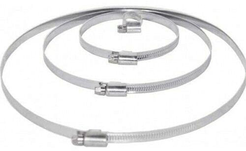 10 x Galvanised Metal Duct Clips/Pipe Tube Clamps/Hose Bands / W1. (170mm - 190mm)