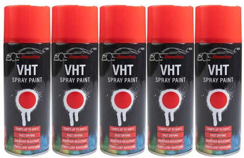 Xtremeauto Spray Paint Aerosol Car VHT Primer Matt Gloss Metallic Wood Metal Plastic UPVC PVC Cladding (5 Cans, VHT Red (High Temp))…