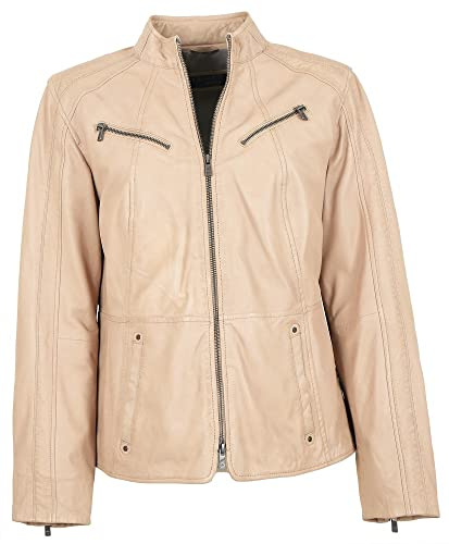 Jilani - Damen Echtleder Lederjacke Oversize Lammnappa Sand Pflanzlich gegerbt Größe 44