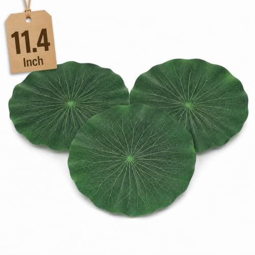 DOITOOL Floating Artificial Lotus Leaf 11.4 Inch Eva Foam Pad for Aquarium Fish Tank Pond Decor Realistic Water Lily Leaves Set of 3 for DIY Aquatic Ornament
