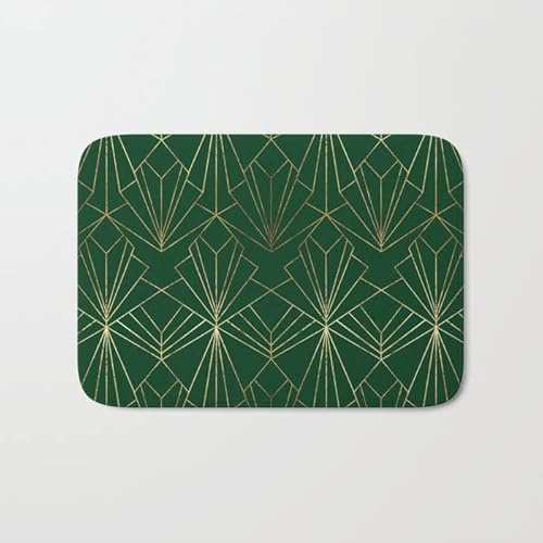 Doormat Art Deco In Emerald Green Door Mats Stylish Bath Mat Heavy Duty Entrance Carpet For Home Hallway Hall 40X60Cm