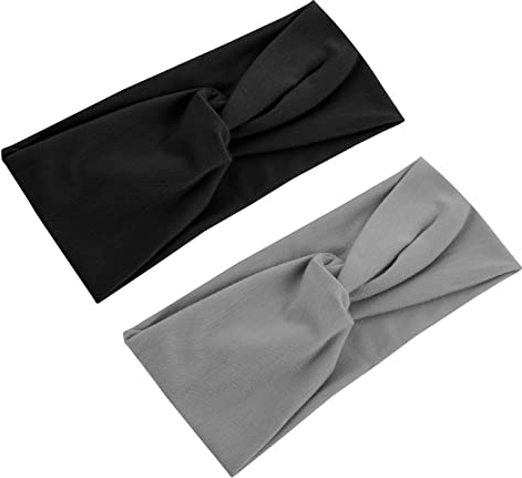 WLLHYF 2 Pezzi Fasce Larghe per Donna Fascia Elastica con Nodo Intrecciato Lady Yoga Allenamento Sport Fascia per Capelli Antiscivolo Grandi Fasce per Capelli Accessori per la Vita Quotidiana