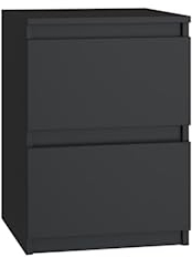 VBChome Nachttisch 30 x 30 x 40 cm Schwarz Nachttisch mit 2 Schubladen für das Schlafzimmer Grifflose Büro Zimmer Modern Schwarz