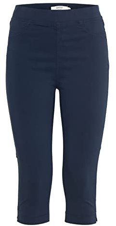 OXMO OXKEANA Damen Hose Stoffhose Caprihose aus Viskose mit Stretch elastischer Bund Skinny-Fit, Größe:XS, Farbe:Copenhagen Night (194020)