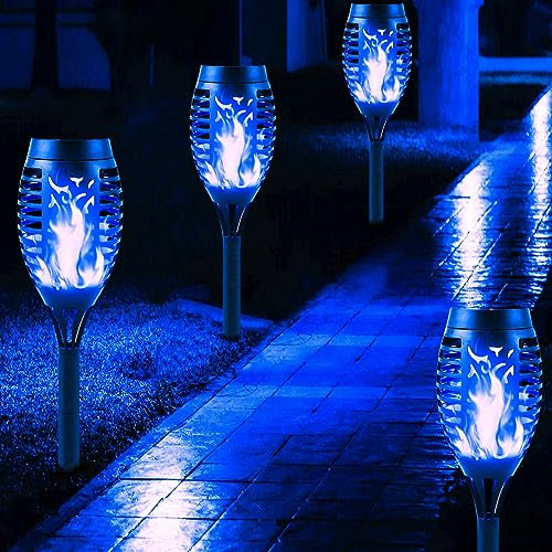 Chipark 4-Pack Solar Flame Lights LED Warm Flickering Flames Waterproof Solar Torch Lights Garden Ornaments Landscape Lighting Auto On/Off for Pathway Yard Patio Decoration (Warm)
