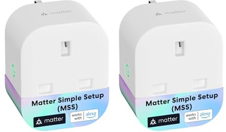 Meross Matter Smart Plug with Energy Monitoring, Mini WiFi Plug with Matter Simple Setup(MSS) Feature, Works with Apple HomeKit, Alexa, Google Home, SmartThings, Remote Voice Control, 13A, 2 Packs