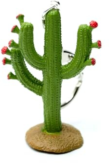 Miniblings Kaktus Schlüsselanhänger Pflanze Kakteen grün rote Blüten - Handmade Modeschmuck I Anhänger Schlüsselring Schlüsselband Keyring