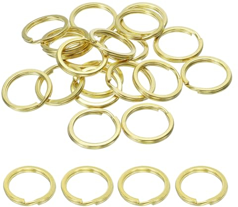 PATIKIL Messing O-Ring, 20 Stück 20mm Durchmesser Messing Rundring Schlüsselanhänger Haken für Lederhandwerk Geldbörse Tasche