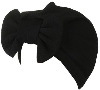 vreplrse Modische Accessoires für Damen, große Schleife, Turban Mütze, warme und stilvolle Mütze mit Schleifenknoten. Turbanmütze aus Polyester, Schwarz