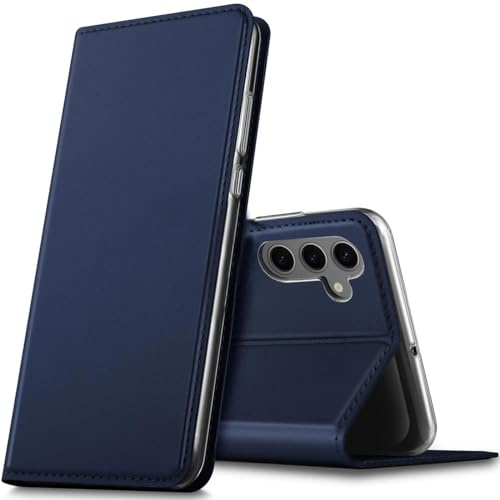 Verco Handyhülle für Samsung Galaxy S24, Premium Handy Flip Cover für Samsung S24 5G Hülle [integr. Magnet] Book Case PU Leder Tasche, Blau