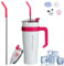 Euakee 40oz Mug Isotherme, 1182ml Sans BPA Tasse à Café Acier Inoxydable, Thermos Café avec Paille et Poignée, Double Isolée Tasse Isotherme, Travel Mug Tumbler, Tasse Cafe Voyage (Blanc)