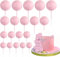 20Pcs Round Ball Cake Toppers Ball Cupcake Toppers Cake Decorations Bakeware Decorating Topper Sticks Mini Balloon Cake Insert Toppers for Anniversary Birthday Party Wedding Decor - Pink