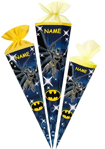 alles-meine.de GmbH Schultüte - Batmann - 35-85 cm - Größe wählbar - Spitze wählbar - inkl. Name - Zuckertüte - Tüll - oder Filzabschluß - eckig/rund - klein & groß - Geschen..