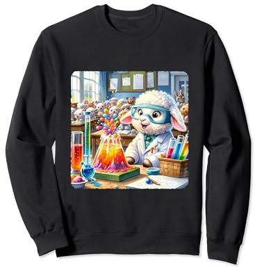 Osterlamm schafft bunten Vulkan Experiment. Brille Sweatshirt