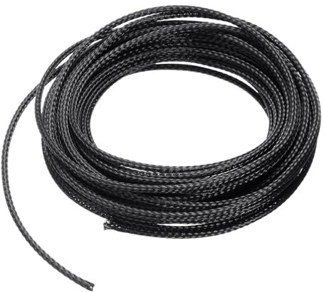 sourcing map 25 Ft - 1/8 Inch Expandable Braided Cable Sleeve, PET Cable Management Wire Sleeving Cord Protector, Wire Wrap Loom Tube for TV Computer Audio, Office Home Devices, Black