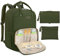 RAINSMORE Baby Wickelrucksack Groß Wickeltasche Rucksack mit Kinderwagengurten und Wickelunterlage Unterwegs Diaper Bag Babytasche Grün