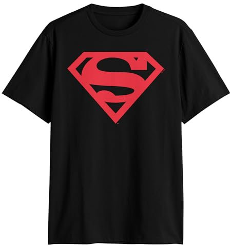 Superman Logo Symbol Justice League DC Kostüm Erwachsene T-Shirt, Schwarz, Klein
