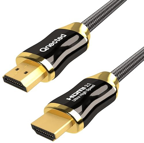 Qnected Câble HDMI 2.1 2.5m (2,5 mètres) | Ultra Haute Vitesse | 4K 120Hz & 144Hz, 8K 60Hz Ultra HD | 48 Gbps | eARC | Compatible PS5, Xbox Series X & S, Moniteur | Noir Charbon