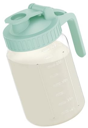 JunVpic Breast Milk Pitcher Jug - 32 oz Glass Mason Jar Airtight Pitcher with Pour Spout Handle for Breastmilk, Iced Tea, Ice Drinks Storage Container（Green）