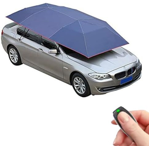 Zusammenklappbarer mobiler Carport, Sonnenschutz mit UV-Schutz, vollautomatischer Sommersonnenschutz für Autozelte, automatische Fernbedienung, Marineblau, 4,9 x 2,3 Meter