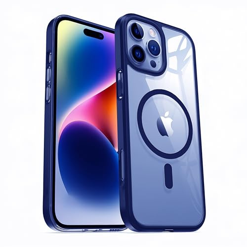 DYZI Magnetic Clear Case for iPhone 16 Pro Max, MagSafe Compatible, Slim, Shockproof, Transparent Cover with Strong Magnet Black Blue Pink Natural Titanium (Blue)