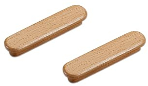 KOVNISE 2 tiranti per armadietti, in legno massello di faggio, colore legno originale, stile rustico retrò, stile semplice, per armadietti, porte, cassetti, cassettiere, armadi, maniglie in legno (64