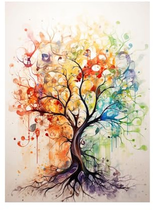 TZKRWRH Albero Della Vita Astratto pittura su tela, Albero astratto dello stile di vita 38 Quadri su tela Quadri Moderni Camera da letto Soggiorno Decorazioni murale - 40x60cm Non incorniciato