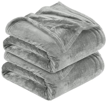 MOONLIGHT20015 Silk Touch Warm 2 Pack Fleece Blankets - 400 GSM Throws for Sofa Fluffy Blanket Bed Throw for Bedroom, Couch, Travel, Kids, Bedroom Accessories Silver, King (230 X 270CM)