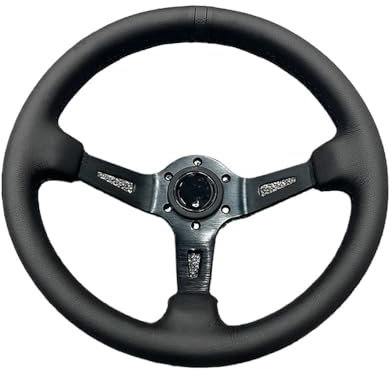 Volante Sportivo Auto,Volante a Calice Volante universale in pelle da 13 pollici Volante profondo Accessori Auto﻿(Black)