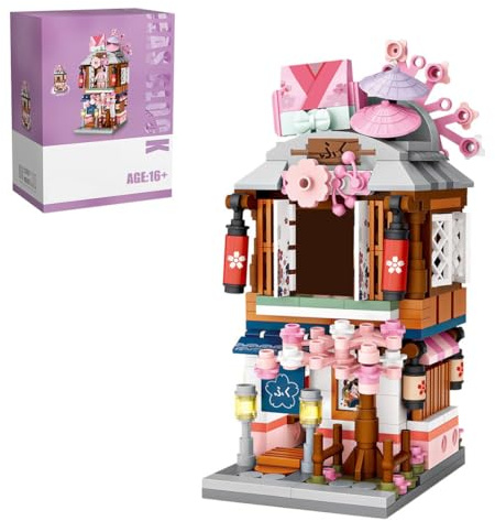 TBRICKFUNR Modular Haus Bausteine, 418 Teile Mini Japanische Kimono Haus Ziegel Modell, DIY Bausteine Set für Erwachsene