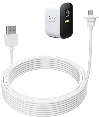 BECEMURU Ladekabel für Eufy 2C/2C Pro, 30 Fuß/9 m wetterfestes Netzkabel, Kontinuierliches Laden Ihrer eufyCam 2C/2C Pro Kamera (Weiß 1er-Pack)