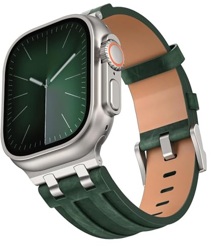Smartwatch Armband Kunstleder für Apple Watch 49mm 46mm 45mm 44mm Edelstahl Schnalle Schwarz