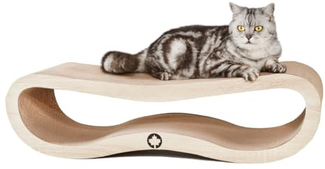 CanadianCat Company | Kratzbrett Orbit | Natur | Kratzmöbel, Lounge für Katzen | Kratzpappe + Katzenminze | ca. 84 x 24 x 23cm