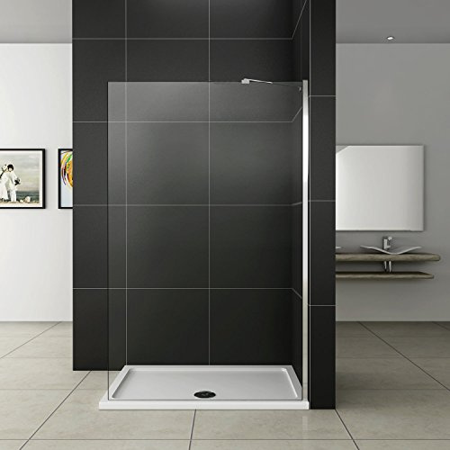 Paroi de douche 110x200cm paroi de fixation à l'italienne avec barre de fixation extensible cylindrique verre anticalcaire