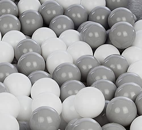 Velinda Set de 150 balles,Boule colorée en Plastique Souple,O7cm,Enfant,Piscine,Jouets (Couleurs des balles: Blanc,Gris)