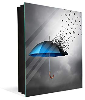 Porte-clés décoratif avec Tableau à Surface magnétique K10 Parapluie d'oiseaux Volants