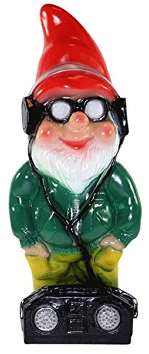 Gartenzwerg mit Brille und Radio Garten Zwerg Cool aus Kunststoff Höhe 33 cm