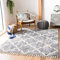SAFAVIEH Zottelig Teppich für Wohnzimmer, Esszimmer, Schlafzimmer - Berber Fringe Shag Collection, Kurzer Flor, Grau und Creme, 183 X 274 cm