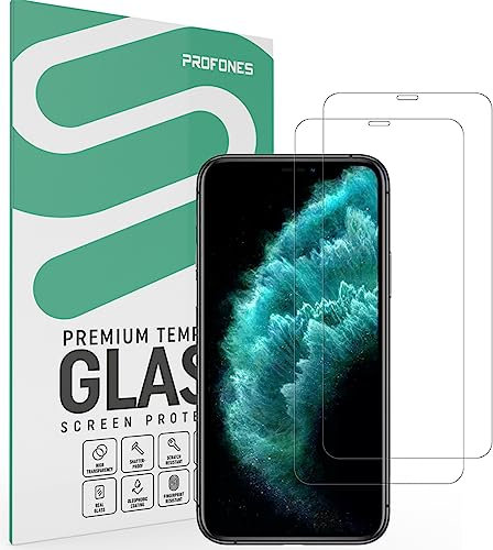ProFones Screen Protector for iPhone X, iPhone XS and iPhone 11 Pro (5.8-Inch), Tempered Glass Film, 2 Pack, Case Friendly, 3D Touch Compatible