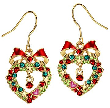 Weihnachts Ohrringe, 18K vergoldet, CZ-Strass-Weihnachts-Tropfen Ohrringe, Fischhaken-Modeschmuck für Frauen und Mädchen
