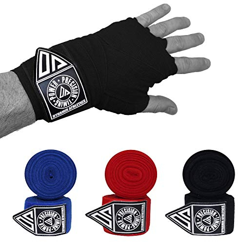 Dynamix Athletics Boxbandagen Vision - 5,00m - Elastische Boxbandagen für MMA Boxen Muay Thai Sparring - Extralang mit Daumenschlaufe und Klettverschluß (Schwarz)