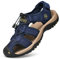 Unitysow Sandales de Marche Homme Bout Fermé en Cuir - Extérieur Sport Trekking Randonnée Été Nu Pied Plage - Bleu, Taille 43 (39-46)