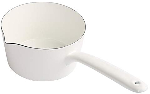 Haude Casserole Japonaise en Céramique Blanche 1,3 L - Pot à Lait avec Longue Poignée pour Cuisine, Cuisson et Aliments pour Bébés