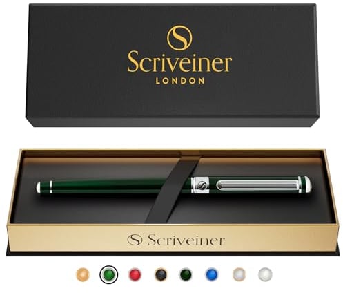 Scriveiner British Racing Green Laquer Rollerball Pen - Multi Award Winning Luxury Rollerball with Schmidt Refill, Quality Executive Writing Pen for the Office, Journaling or Gift Set for Men & Women