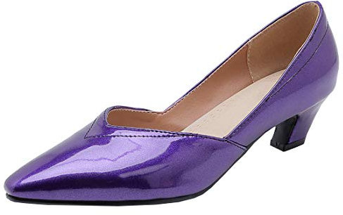 Etebella Damen Kitten Heels Spitz Pumps klassische Lack Büro Arbeit Kleiner Absatz 4cm Absatz Elegante Schuhe(Violett,42)