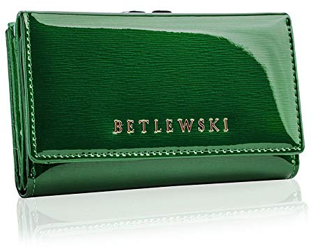 BETLEWSKI® Damengeldbörse aus echtem Leder RFID Geldbeutel Damen sehr schöne Farben mit vielen Fächern, inkl Geschenkbox | Ledergeldbörse Royal, Grün