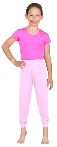 janisramone® Girls Trendy Harem Pants, Comfortable Baggy Fit Alibaba Leggings, Stylish Harems, Casual Summer Yoga Trousers, Dance Pants for Kids, Girls Active Wear Baby Pink