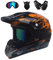 UIGJIOG Motorradhelm,Motocross Helm,Helm Kinder,Helmets Kinder-Cross-Helm, Road Helm mit Handschuhe Maske Brille, ATV Helm,Orange,M(54~55cm)