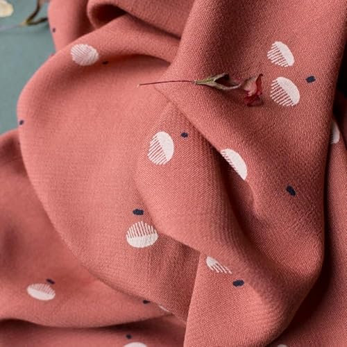 Atelier Viskose-Kreppstoff mit braunen Punkten, Meterware